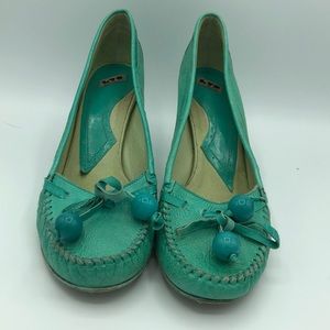 LTD FORNARINA Heels 38 Green Leather Pumps Retro